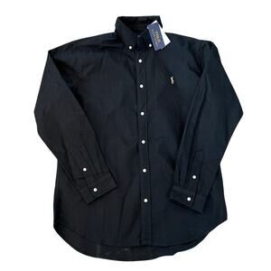 NWT Polo Ralph Lauren Solid Black Shirt Men's Classic Fit Sz L Long Sleeve New
